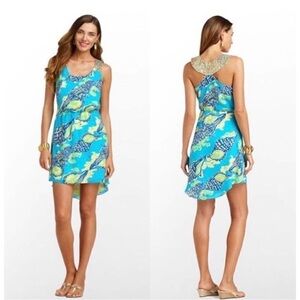 Lilly Pulitzer Calissi Turquoise Sound The Horn Sparkle Dress